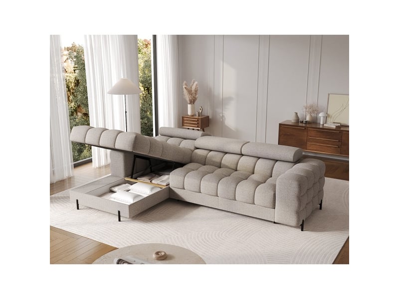 Canapé d'angle gauche convertible beige chiné allure contemporaine 285x99x181cm filtro - Conforama C