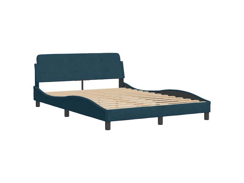  Lit double- lit adulte -  cadre de lit sans matelas bleu 140x200 cm velours  - Conforama C