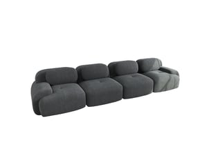 Canapé modulable modenvie 4 places sans cadre en velours côtelé gris 388 x 103 x 70 cm