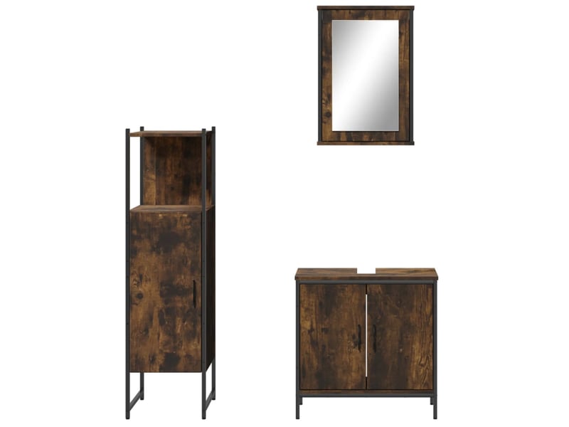  Ensemble de meubles de salle de bain 3 pcs chêne fumé cf63697  - Conforama D