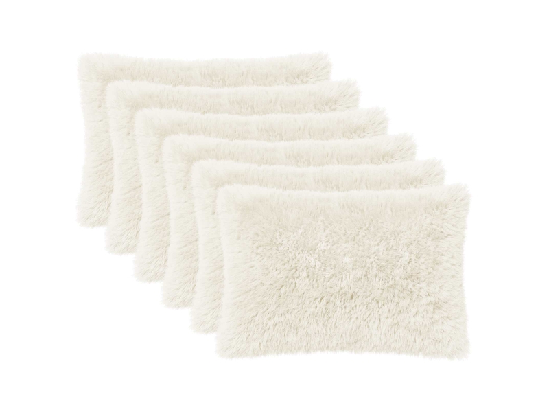  Lot de 6 coussins avec oreiller, coussins décoratifs heerlen blanc fleece pv cf50794  - Conforama A