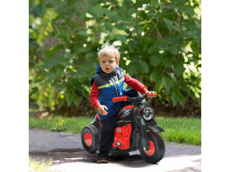  Moto électrique enfants 2-5 ans, 3 roues, 6 v, 3 kmh, avec fonction de bulles, effets lumineux et sonores, rouge  - Conforama C