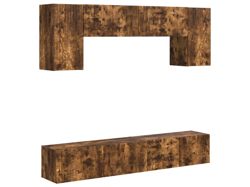  Ensemble meuble tv - banc tv - meuble de rangement 4 pcs chêne fumé bois d'ingénierie  - Conforama A