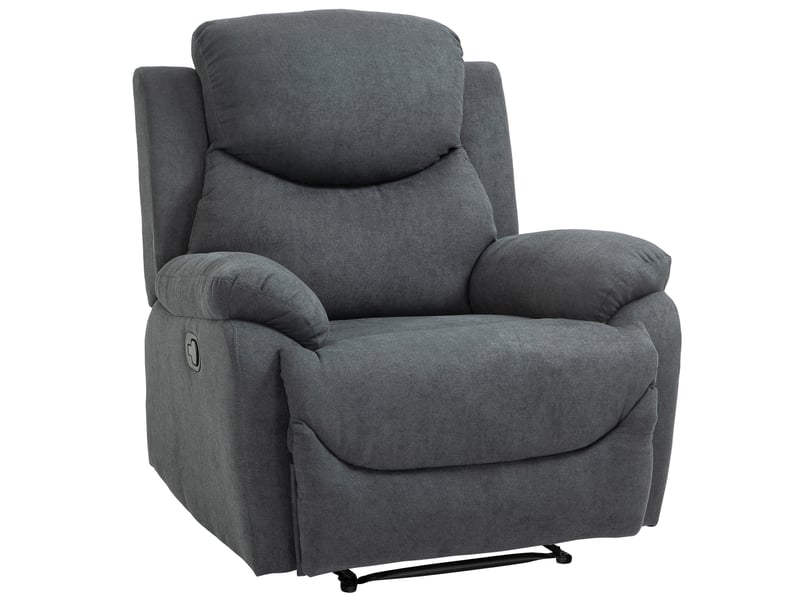  Fauteuil relax inclinable à 150 degrés, gris foncé aspect lin, avec accoudoirs, pour salon et bureau  - Conforama A