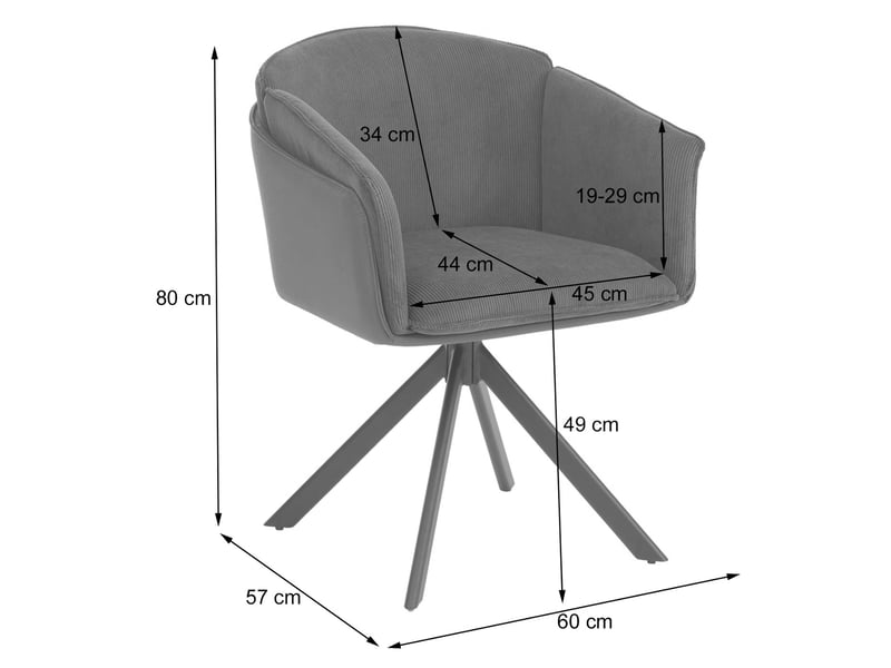  Lot de 2 chaises de salle à manger hwc-r24, chaises de cuisine, pivotantes, en métal, simili-cuir, tissuvelours - noir  - Conforama C