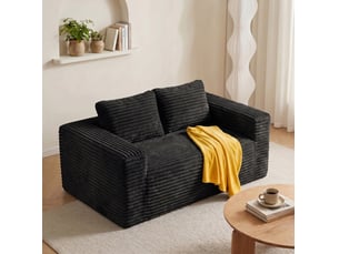 Canapé droit compressé fixe <strong>CRAVDOM</strong> <strong></strong> 2 places Velours côtelé noir