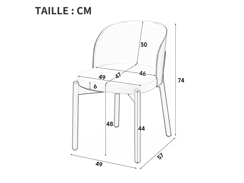  Lot de 2 chaises de salle à manger en bois massif avec dossier enveloppant, couleur bois naturel  - Conforama D