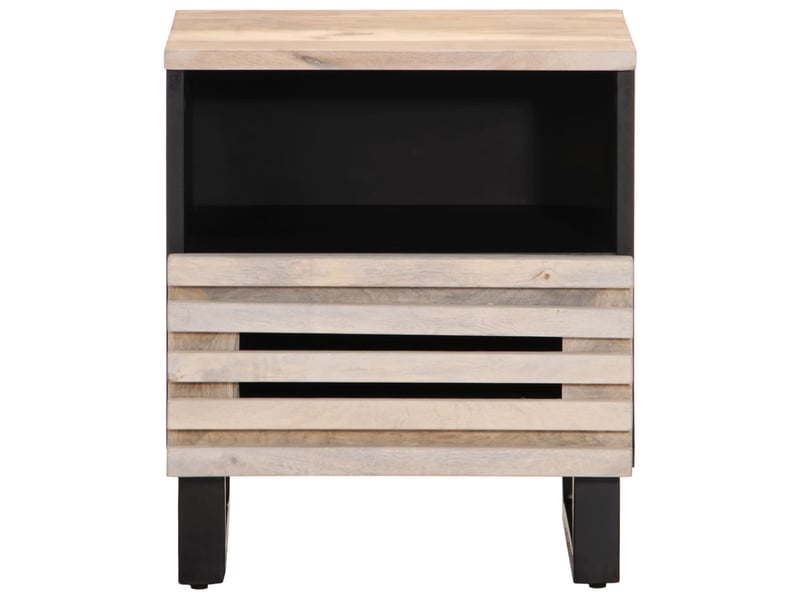  Table de chevet - cabinet de chevet - table de nuit 40x34x46 cm bois de manguier massif blanchi  - Conforama B