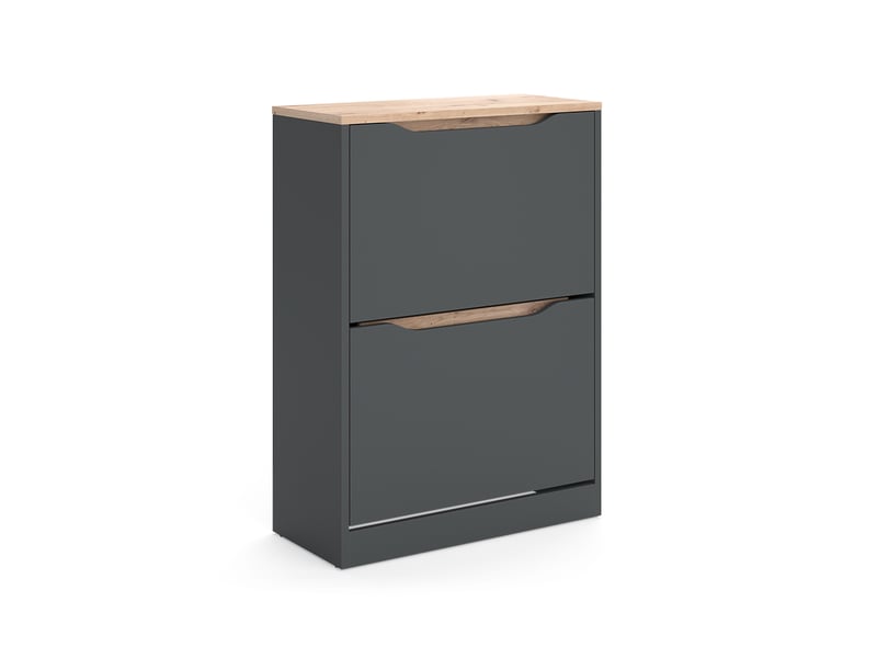  Vicco benne à chaussures, anthracitechêne artisan, 60.2x82.8cm avec 2 compartiments basculants  - Conforama A
