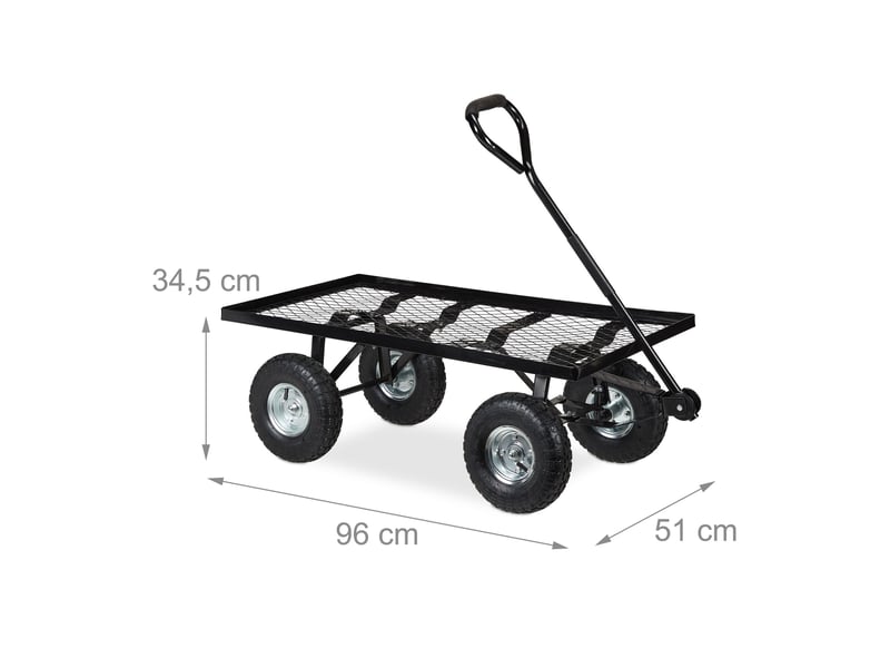  Chariot de transport polyvalent jardin extérieur 100 x 50 x 40 cm en métal noir 13_0011292  - Conforama B