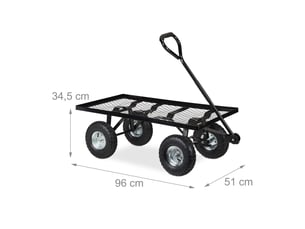 Chariot de transport polyvalent jardin extérieur 100 x 50 x 40 cm en métal noir 13_0011292