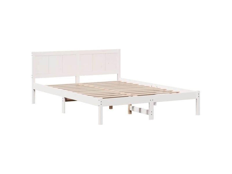  Lit double- lit adulte -  cadre de lit blanc 150 x 200 cm bois de pin massif  - Conforama C