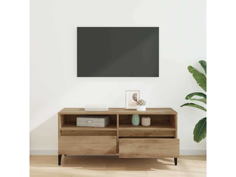  Meuble tv - banc tv - meuble de rangement 100 x 34,5 x 44,5 cm chêne artisanal  - Conforama D
