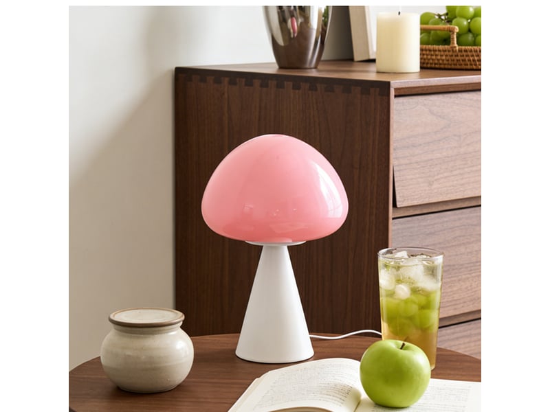  Lampe de table champignon style français – ambiance lumineuse, déco pour bureau et chevet-rose  - Conforama C