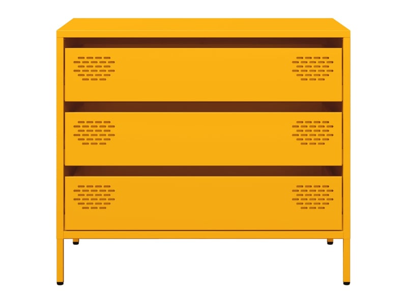  Buffet - bahut - meuble de rangement jaune moutarde 68x39x58,5 cm acier laminé à froid  - Conforama E