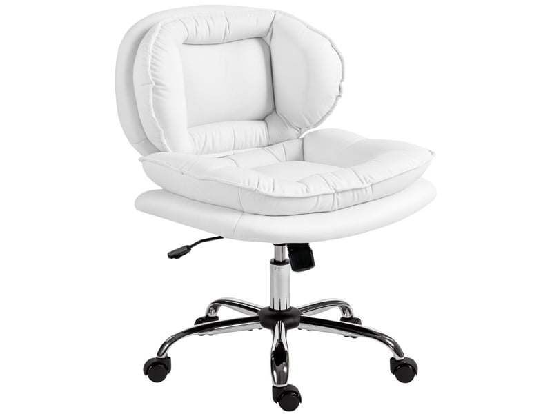  Chaise de bureau aureine jambes croisées siège large roulettes réglable blanc  - Conforama A