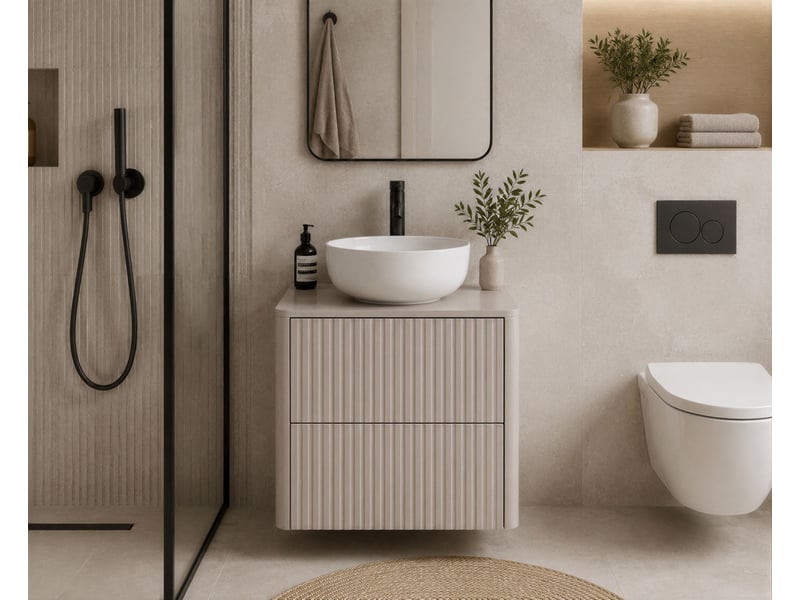 Meuble sous vasque suspendu linea 60 cm cachemire avec plan de travail  - Conforama B
