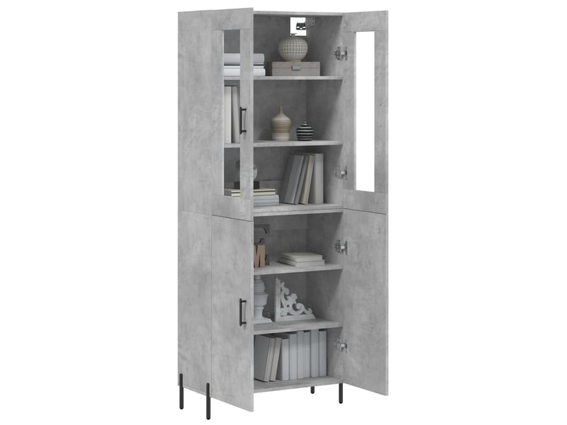  Buffet haut - bahut - meuble de rangement gris béton 69,5x34x180 cm bois d'ingénierie  - Conforama C