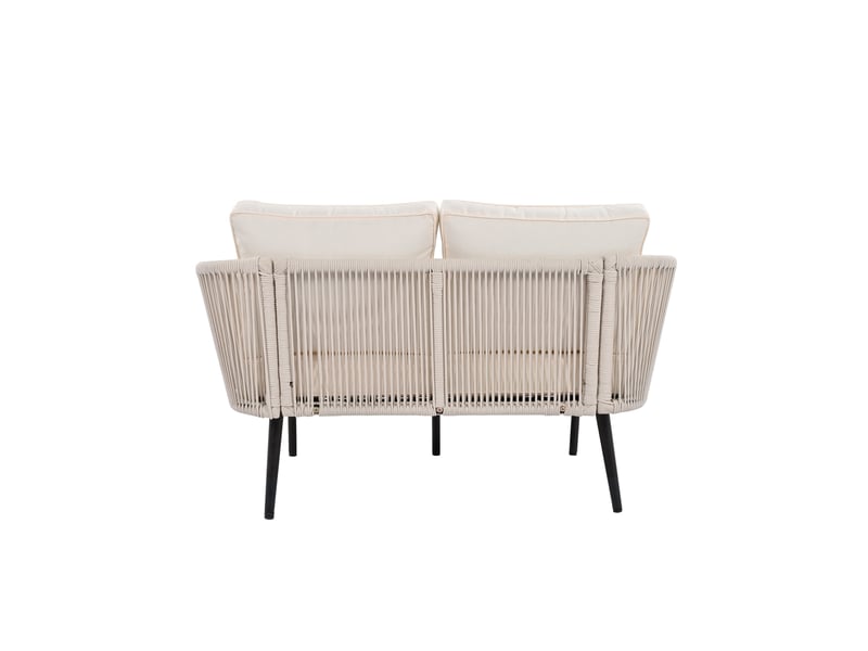 Canapé de jardin 2 places 130 x 67 x 65 cm – beige – coussins épais amovibles lavables avec cordage tressé - Conforama E