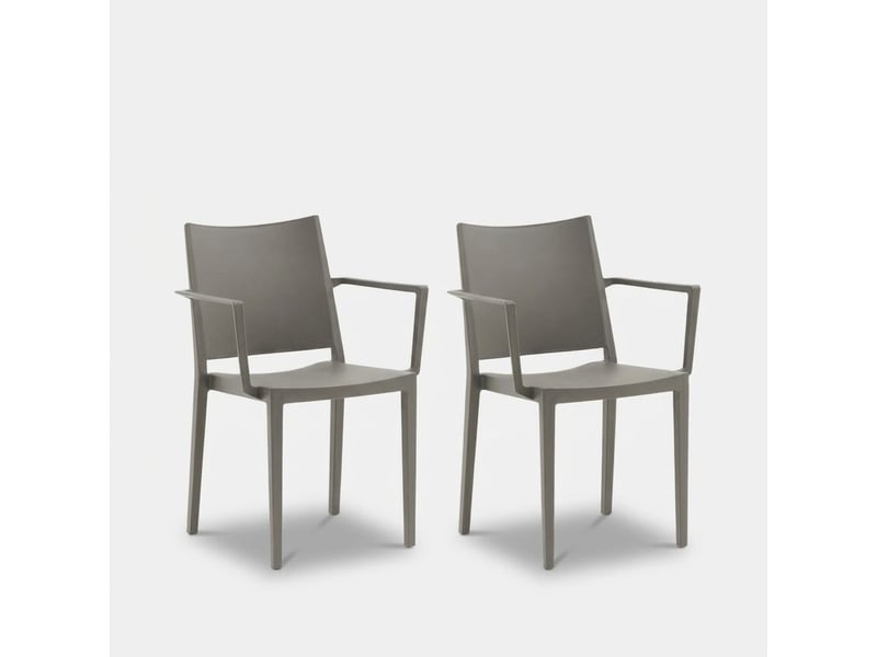  Lot de 2 chaises avec accoudoirs intérieur et extérieur vigo - gris  - Conforama A