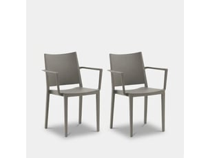 Lot de 2 chaises avec accoudoirs intérieur et extérieur vigo - gris