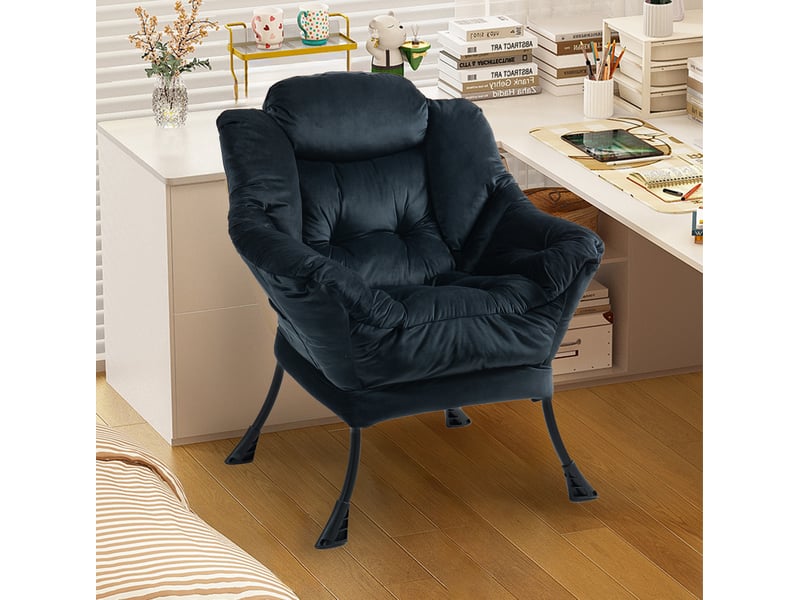  Fauteuil relax ulevr avec poche latérale, structure métallique et soutien de la nuque, noir, 75 x 80 x 85 cm  - Conforama B
