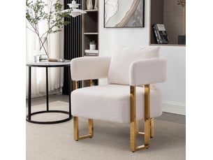 Fauteuil fixe 66x62x68 cm, structure en bois, métal et revêtement en tissu, design moderne, canapé une place, blanc