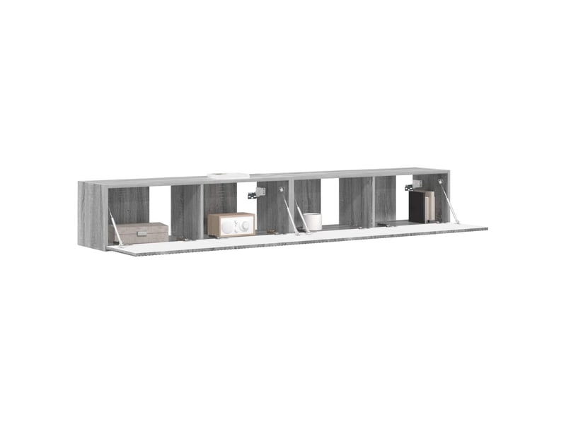  Meuble tv - banc tv - meuble de rangement mural 2 pcs gris sonoma bois d'ingénierie  - Conforama C