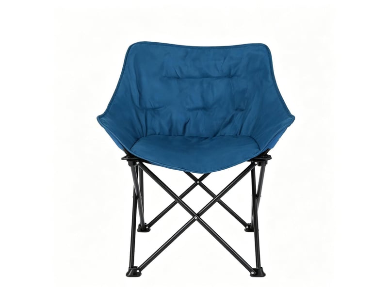 Chaise pliante d’extérieur 63x44,5x73,5 cm dossier haut métal noir et bleu - Conforama A
