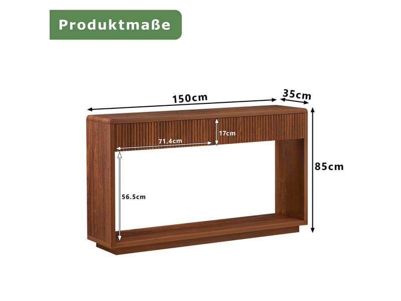 Console d’entrée 150x35x85 cm avec 2 tiroirs et niche ouverte, noyer - Conforama C