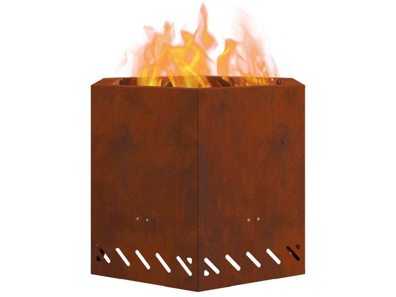 Brasero exterieur, foyer sans fumée rouillé 58x58x51 cm acier patiné shl14019 - Conforama C