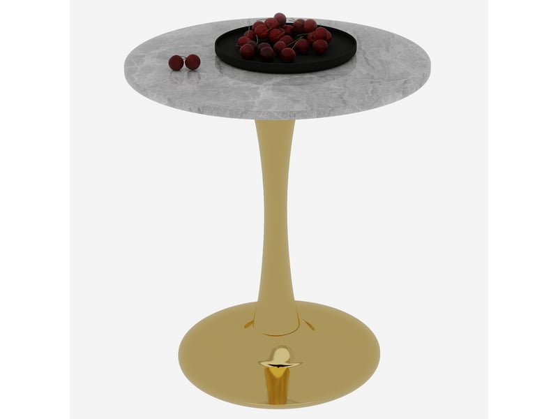  Table basse ronde avec plateau en marbre artificiel, style moderne, pour salon, 77,5 × 77,5 × 15,5 cm, doré  - Conforama A