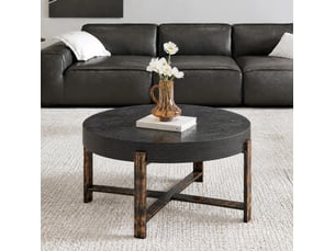 Table basse rond(e) coloris noir MEUBLIV  - 68 cmx68 cm