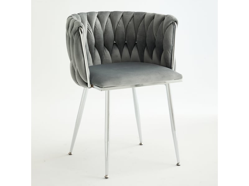  Lot de 2 chaises de salle à manger,55x48x75 cm,avec accoudoirs,tissu,gris  - Conforama A