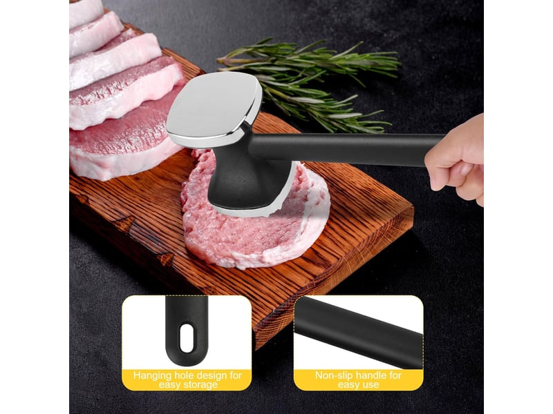  Attendrisseur de viande, attendrisseur à escalope antiadhésif double face, marteau à viande avec manche antidérapant, marteau à attendrir pour steak  - Conforama D