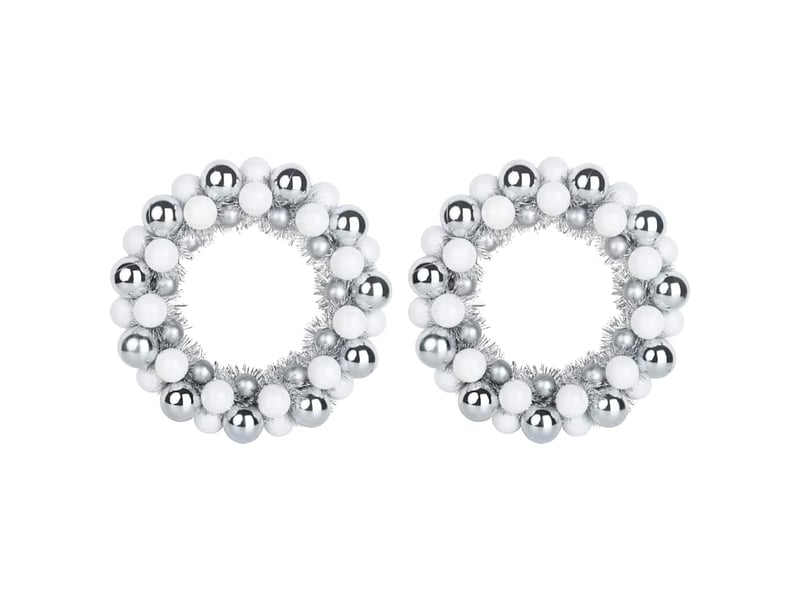  Couronnes de boules de noël 2 pcs blanc et argent 33 x 33 x 7 cm  - Conforama A