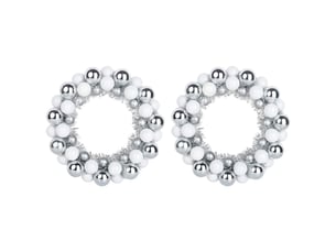 Couronnes de boules de noël 2 pcs blanc et argent 33 x 33 x 7 cm