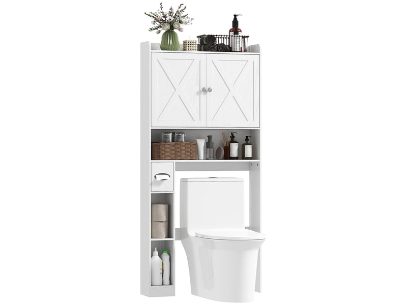  Meuble wc dessus de toilette avec placard et porte-papier blanc 81,5 x 19,6 x 172 cm  - Conforama A