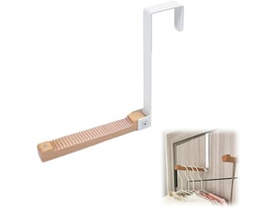 Crochet pliable, porte-manteau pliable à suspendre, métal et bois, (pour feuillure de porte de 4,5 cm) (blanc, multicolore