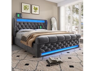 Lit coffre 160x200 cm <strong>COVREO </strong>  <strong></strong> coloris gris