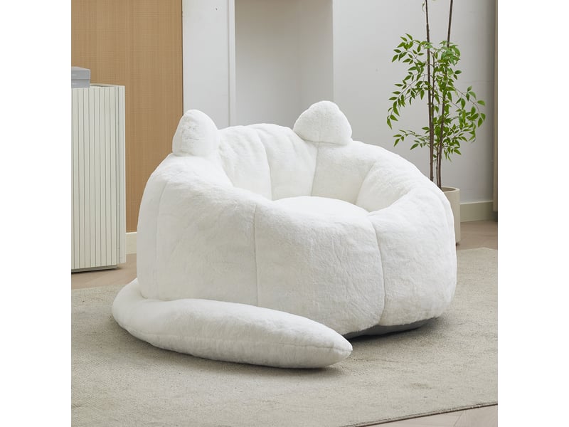 Pouf poire adulte en tissu peluche blanc W3495P491913 - Conforama B
