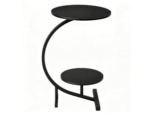 Table d'appoint ronde noire à 2 niveaux en mdf et métal, ø40 cm, idéale pour le salon ou la chambre au quotidien