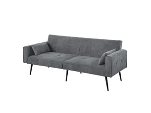 Canapé droit convertible MODENVIE 3 places Velours côtelé gris