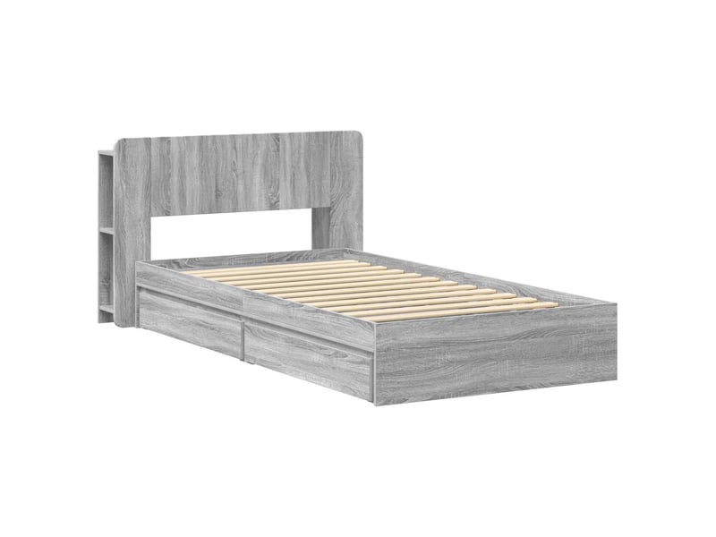 Lit simple- lit adulte - cadre de lit avec rangement sonoma gris 100 x 200 cm - Conforama B