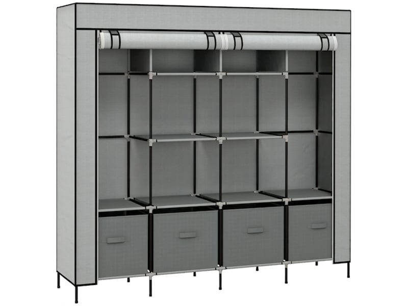  Armoire en tissu gris foncé pliante avec penderie et tringle, meuble de rangement portable, 166x42,5x169,5 cm  - Conforama A