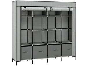 Armoire en tissu gris foncé pliante avec penderie et tringle, meuble de rangement portable, 166x42,5x169,5 cm