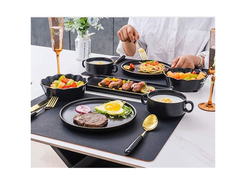  (noir) lot de 6 sets de table en cuir pu,set de table lavable imperméables rectangulaire sets de table résistant à la chaleur, pvc set de table,45 × 30cm  - Conforama C