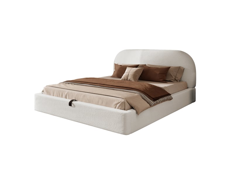  Lit coffre 2 places 180x200 cm avec matelas bouclette beige  - Conforama A