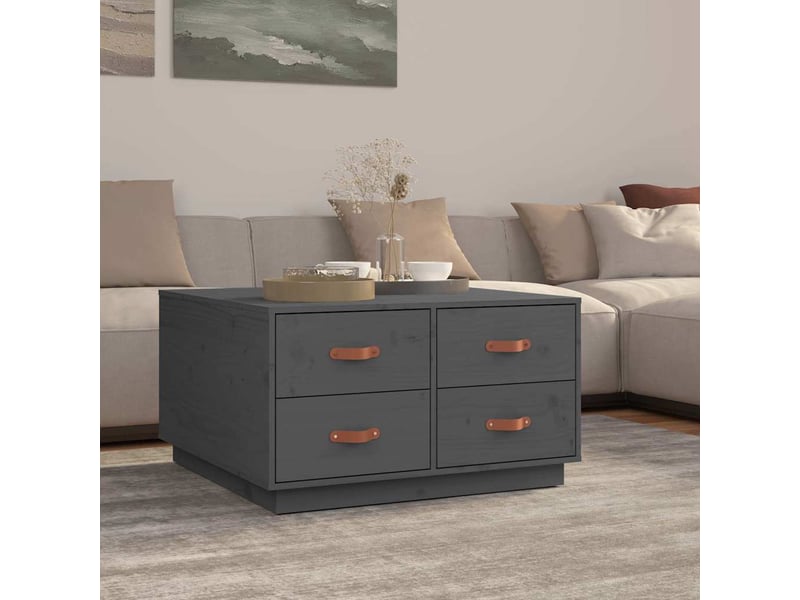  Table basse - table de salon - table à thé gris 80x80x45 cm bois massif de pin  - Conforama B