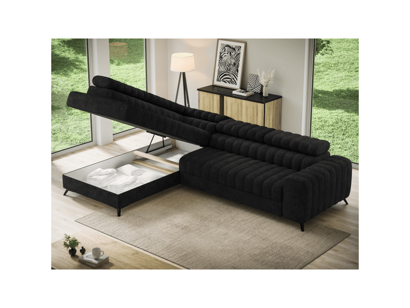 Canapé d'angle collection kanedojo coloris noir - Conforama E